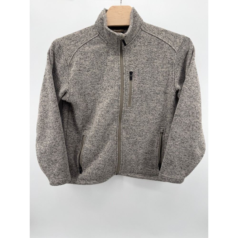 Ariat Mens Full Zip Sweater Fleece Jacket Gray Heather Mock Neck Size Medium